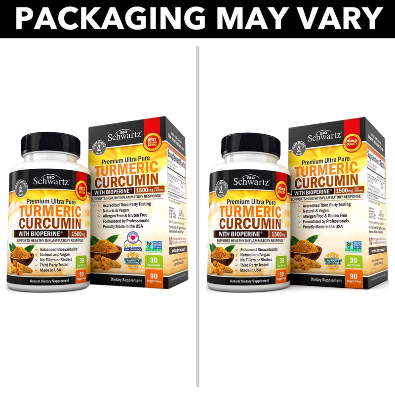 [Australia] - Turmeric Curcumin with BioPerine 1500mg - Natural Joint & Healthy Inflammatory Support with 95% Standardized Curcuminoids for Potency & Absorption - Non-GMO, Gluten Free Capsules with Black Pepper. 90 Count (Pack of 1) 