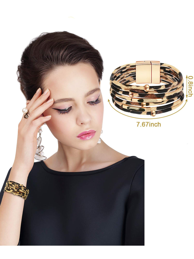 [Australia] - Hicarer 3 Pieces Leopard Bracelets Bohemia Leopard Earrings Necklace for Women Girls (Teardrop Earring Set) 