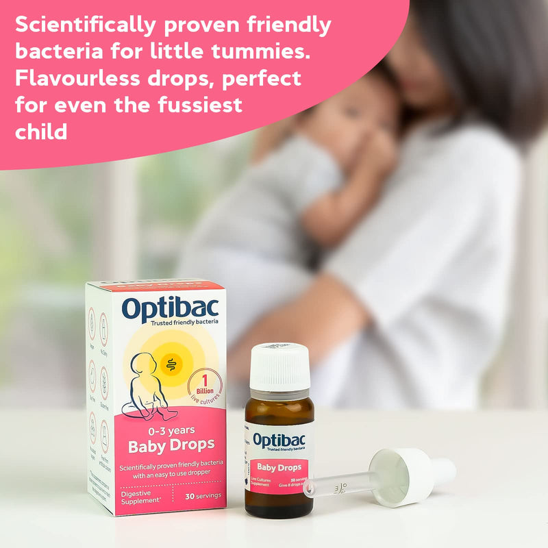 [Australia] - Optibac Probiotics Baby Drops - Vegan Digestive Supplement for Newborn Babies & Infants, 1 Billion Bacterial Cultures - 30 Day Supply 