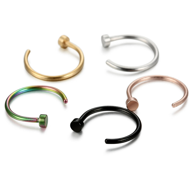 [Australia] - FIBO STEEL 20G 2-32PCS Stainless Steel Body Jewelry Piercing Nose Ring Hoop A: 5 PCS(20G 12mm Outer Diameter) 