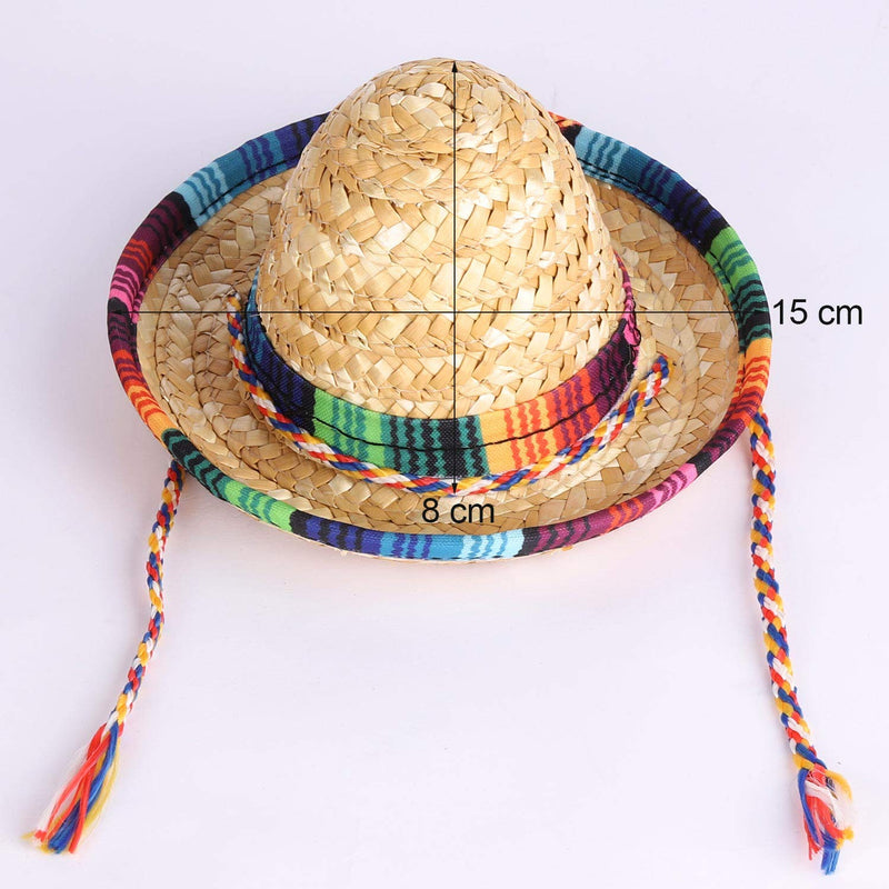 [Australia] - 8 Packs Mini Sombrero Party Hats Mexican Hat Party Decorations Party Supplies Costume Hats for Kids Dolls Pets 5.9 Inch 