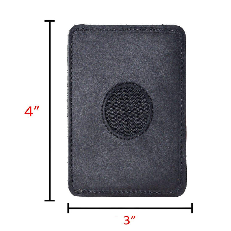 [Australia] - Hide & Drink, Leather Card Holder With Window, Holds Up to 2 Cards Plus Folded Bills/Wallet/Organizer, Handmade - Charcoal Black 