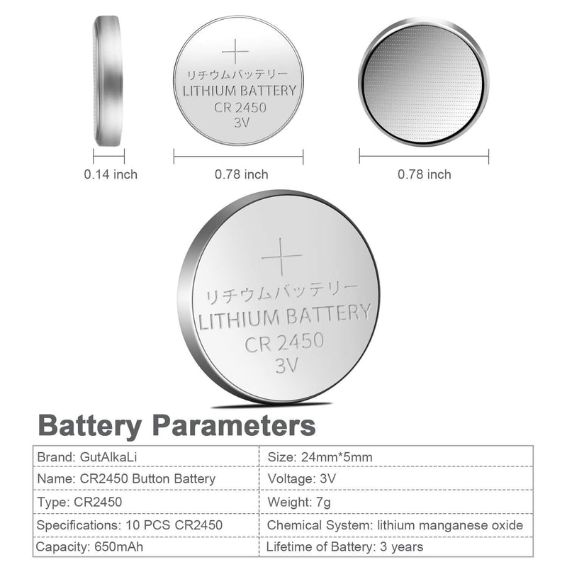 [Australia] - Pack of 10 RETAOCE 3 Volt Lithium CR2450 Batteries - Lithium Coin Cell CR2450-10 Pieces 