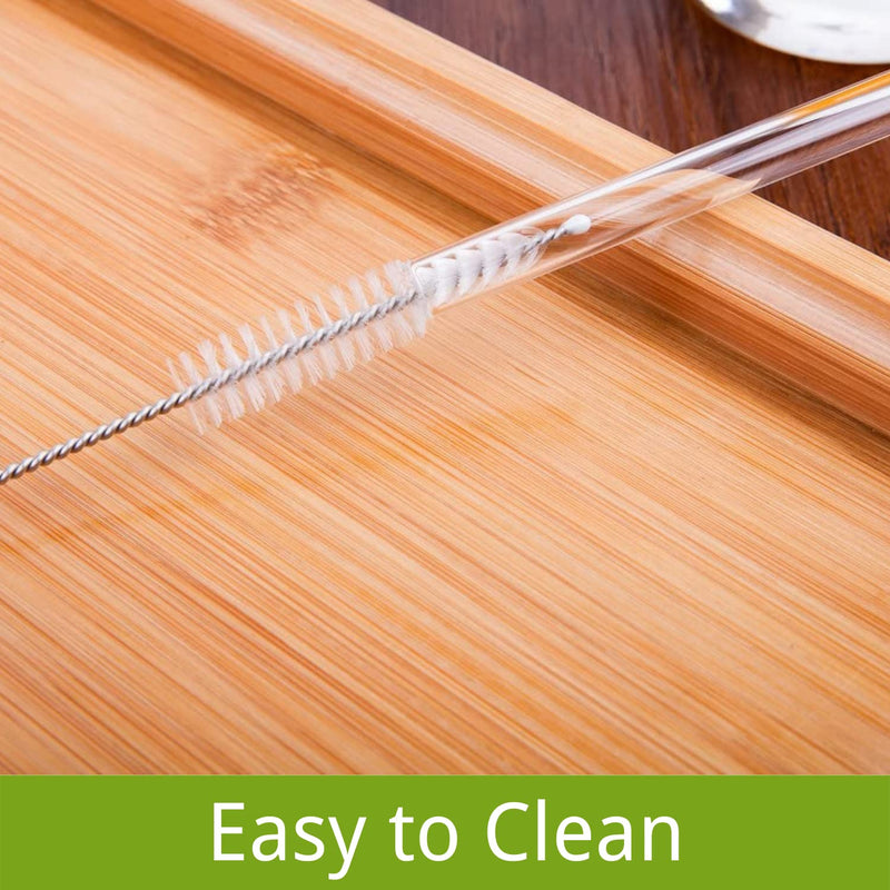 [Australia] - 4 PCS Reusable Glass Straws,8mm Glass Drinking Straws with Cleaning Brushe Bent Drinking Straws with Flower for Smoothies, Beverages, Shakes, Juices Style A 