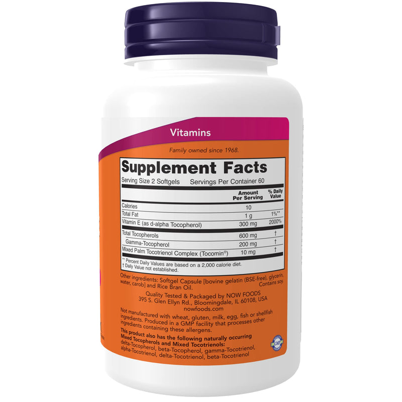 [Australia] - NOW Supplements, Advanced Gamma E Complex, Mixed Tocopherols & Tocotrienols, Antioxidant Protection*, 120 Softgels 