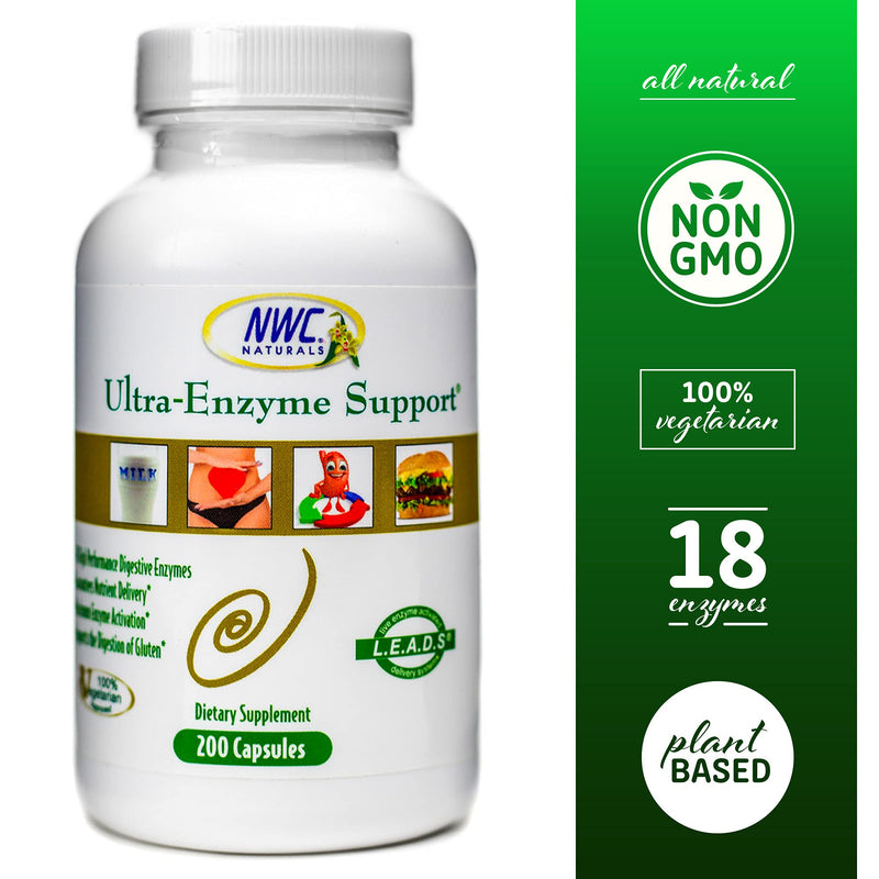 [Australia] - Ultra-Enzyme Support, Natural Digestive Supplement, Promotes Optimal Health and Digestion, 200 count Capsules by NWC Naturals 