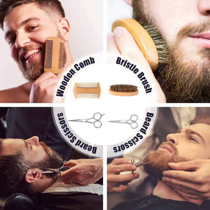 [Australia] - LIONMANE Beard Care Kit for Men, Beard Grooming Kit- Beard Balm, Beard Wash & Oil, Comb, Brush, Scissors, Hair Thinning Comb,Anniversary Birthday Thanksgiving Christmas Gifts for Husband/Boyfriend/Dad Set A 