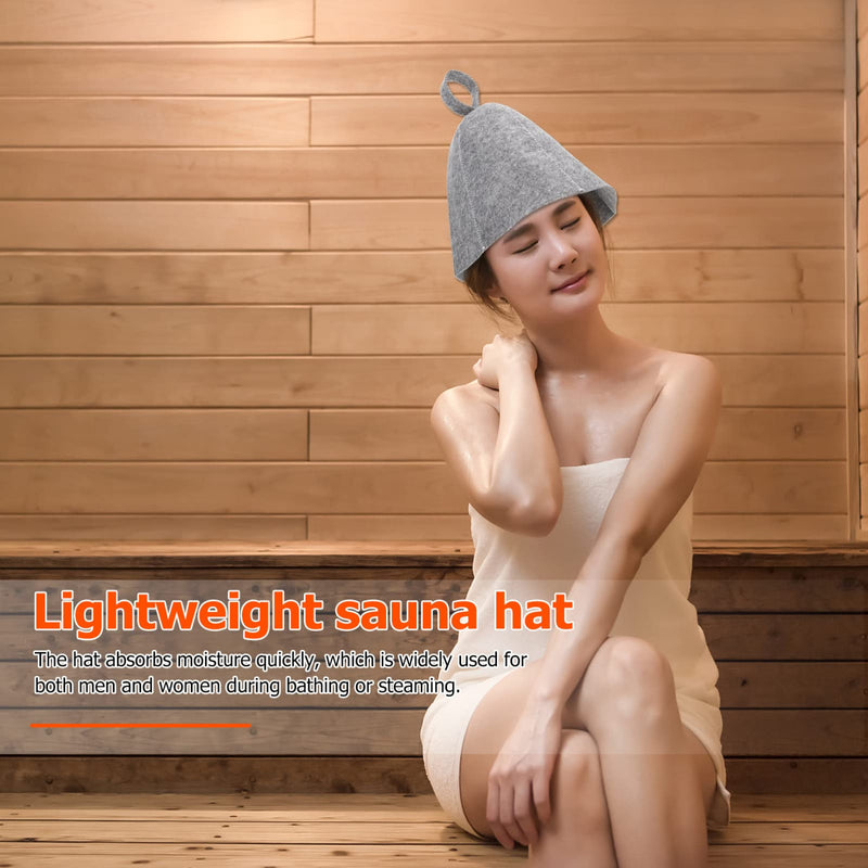 [Australia] - FOMIYES Original Wool Sauna Hat for Women and Men 2 Pack 100% Natural Felt Sauna Accessories Grey 
