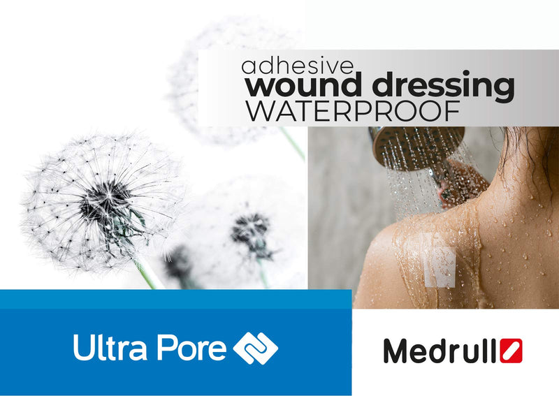 [Australia] - Medrull Sterile Wound Dressing Waterproof Ultra Pore 25 Pieces Acrylic Transparent Sensitive Adhesive Film Plaster Size 9x15 cm Cotton Pad Size 5x9 cm 