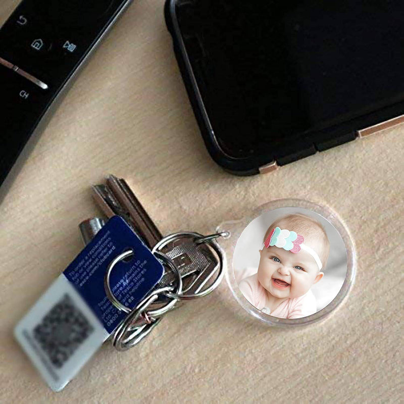 [Australia] - 50 Clear Round Acrylic Photo Keychains- Circle Translucent Keyring - Wallet Friendly Key Ring for Custom Personalised Insert Pictures - Plastic Keychain Suitable for Women and Men 