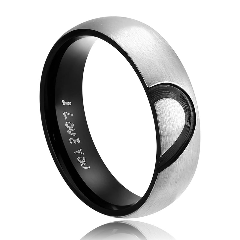 [Australia] - ANAZOZ His & Hers Real Love Heart Promise Ring Stainless Steel Couples Wedding Engagement Bands Top Ring, 6mm Men(1PC) 7 