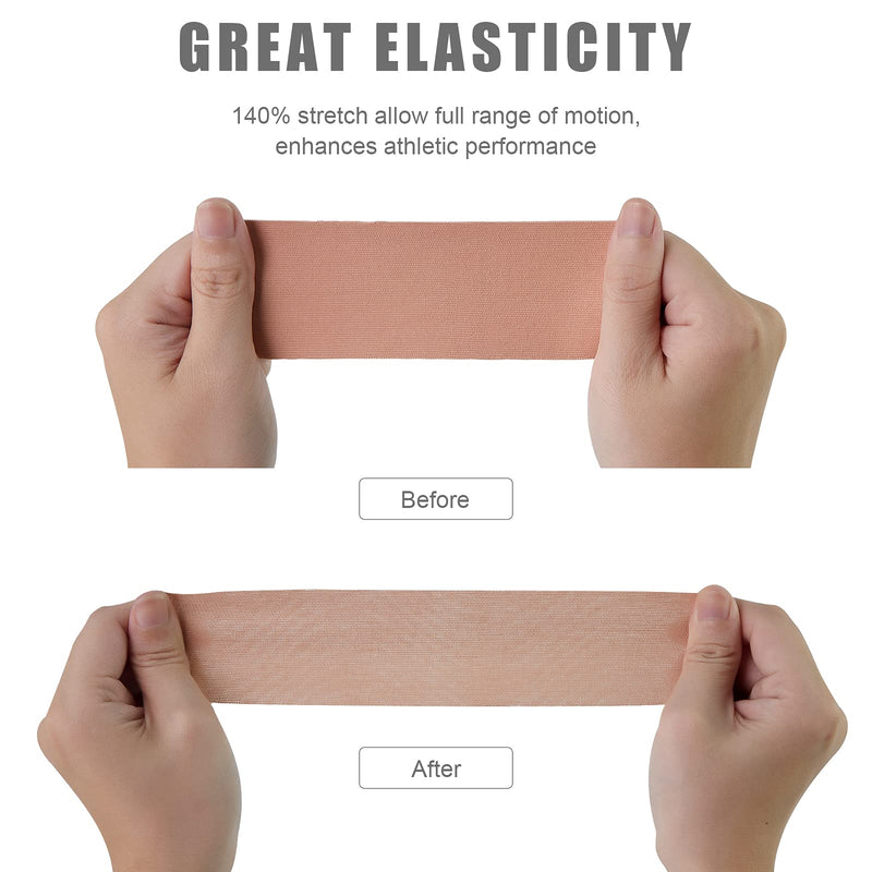 [Australia] - 4 Pack Kinesiology Tape for Sports Athletes - 16 FT Waterproof Athletic Tape for The Knee, Elbow and Shoulder Muscles, etc. (Beige) Beige 
