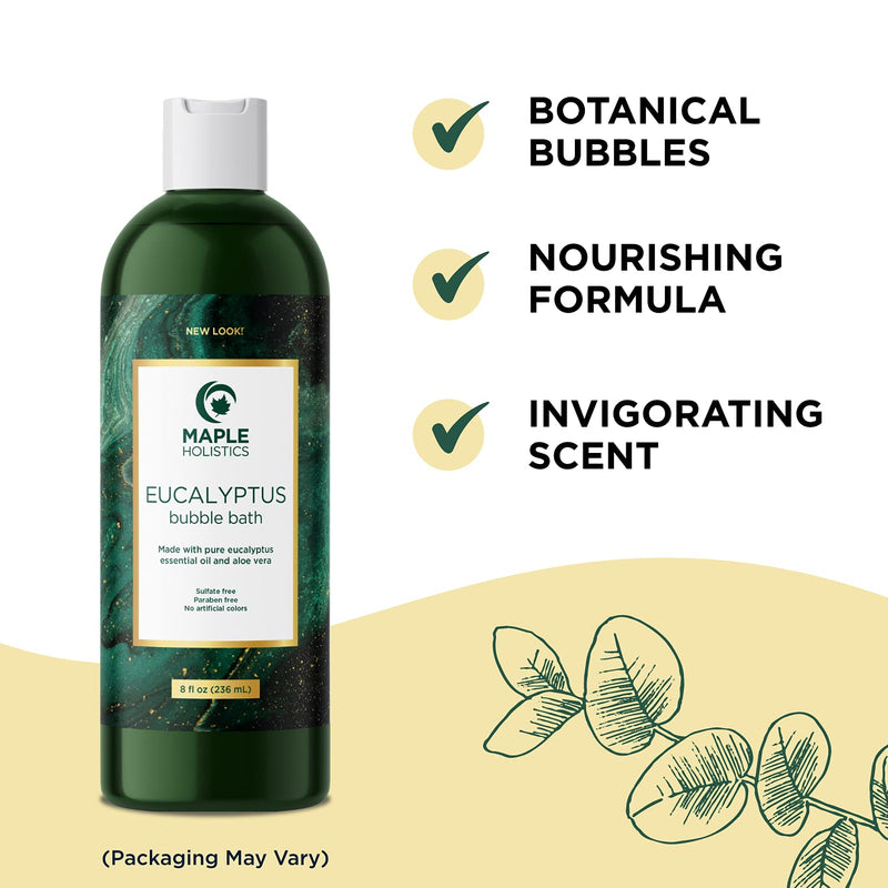 [Australia] - Foaming Eucalyptus Bubble Bath Soap - Sulfate Free Adult Bubble Bath for Women and Men with Relaxing Essential Oils Plus Vitamin E for Body Care - Bath Oil for Dry Skin Featuring Aromatherapy Oils 