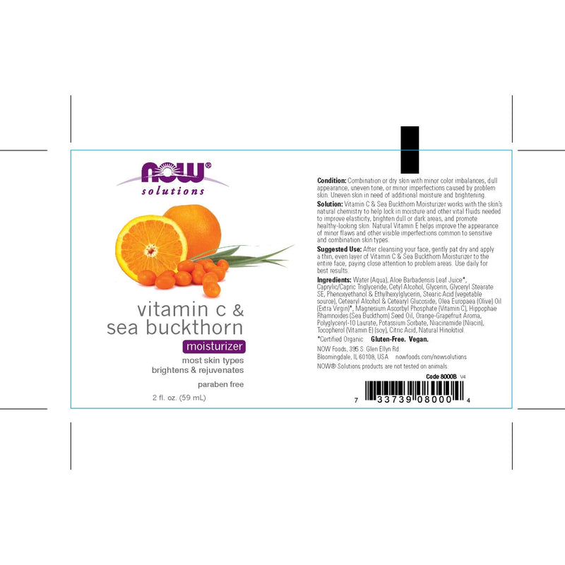 [Australia] - NOW Solutions, Vitamin C and Sea Buckthorn Moisturizer, Brightening and Rejuvenating, 2-Ounce 