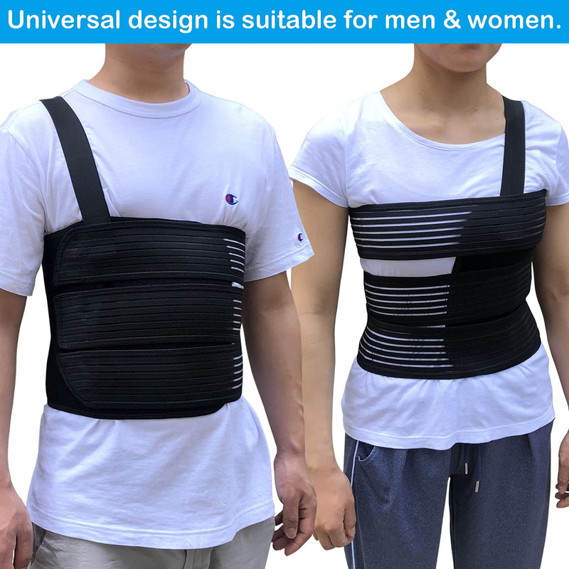 [Australia] - Rib Belt Chest Binder for Broken Injury Ribs, Elastic Rib Brace Compression Support to Reduce Rib Cage Pain, Breathable Chest Protector Wrap for Cracked, Fractured, Dislocated and Post-Surgery Ribs (L (33" to 43")) L (33" to 43") 