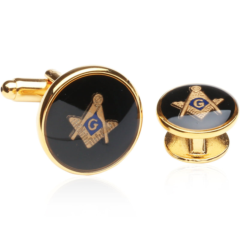 [Australia] - Mens Freemason Masonic Cufflinks Studs (Studs Won't Spin) Tuxedo Formal Set with Presentation Box 