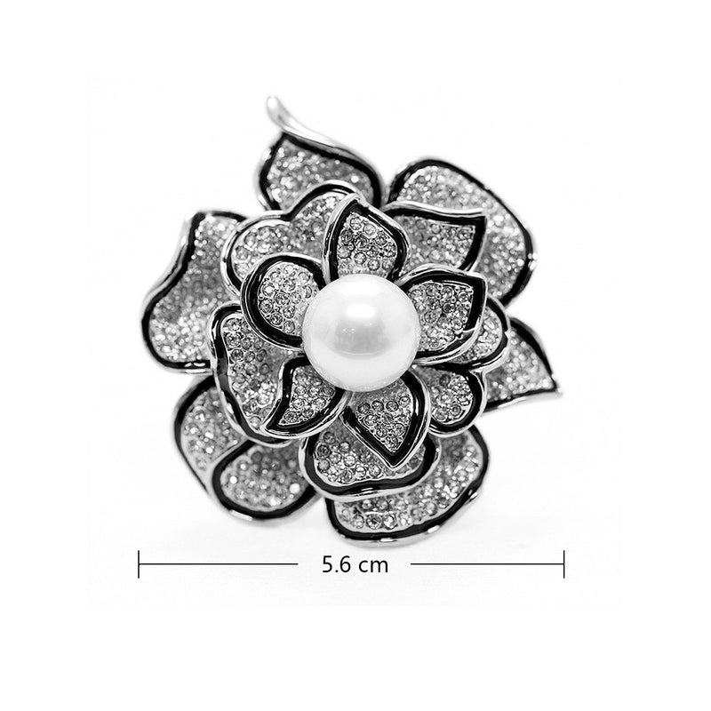 [Australia] - Merdia Sparkly Flower Brooch Pin for Women with Beautiful Created Crystal 