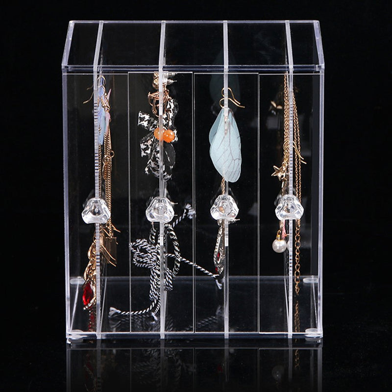 [Australia] - Orgrimmar Acrylic Jewelry Storage Box Earring Display Stand Organizer Holder with 3 Vertical Drawer (Transparent) Transparent 