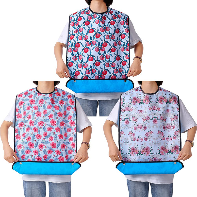 [Australia] - YELAIYEHAO Adult Bib for Eating Washable Reusable Waterproof Clothing Protector with Optional Crumb Catcher34" x 18" D SET 3pack 