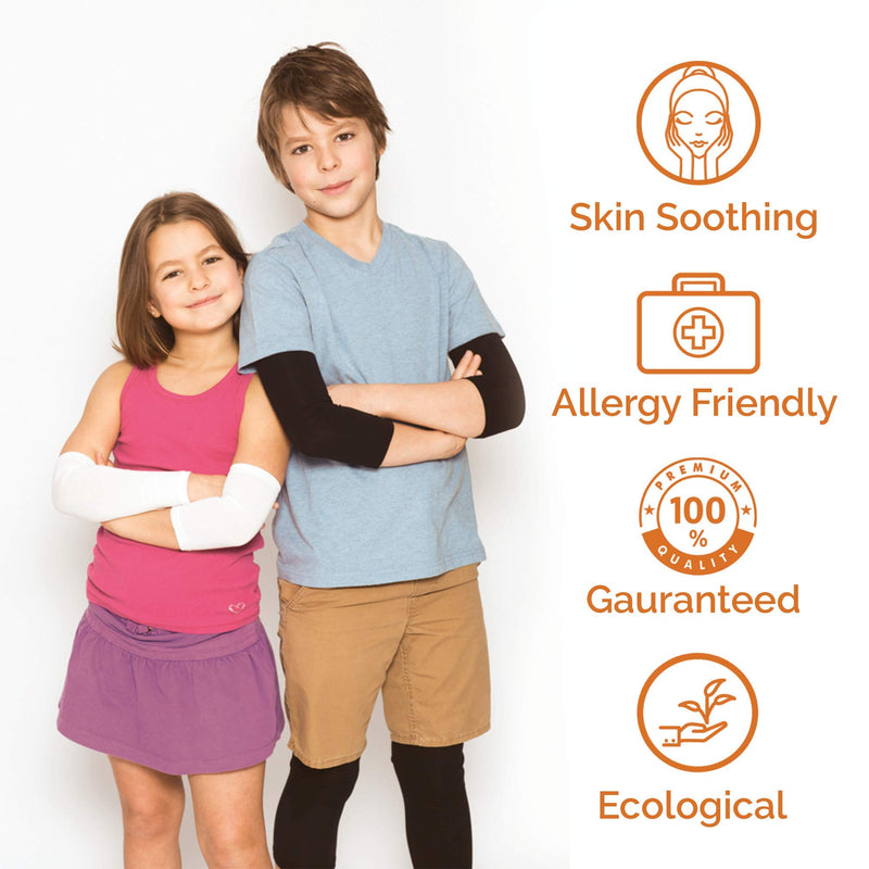 [Australia] - Remedywear Eczema Sleeves for Arms, Legs, Elbows, Knees - Babies to Adults - Inflammation Relief with TENCEL and Zinc, 1 Pair (Black, Size 3) Black Size 3 (1 Pair) 