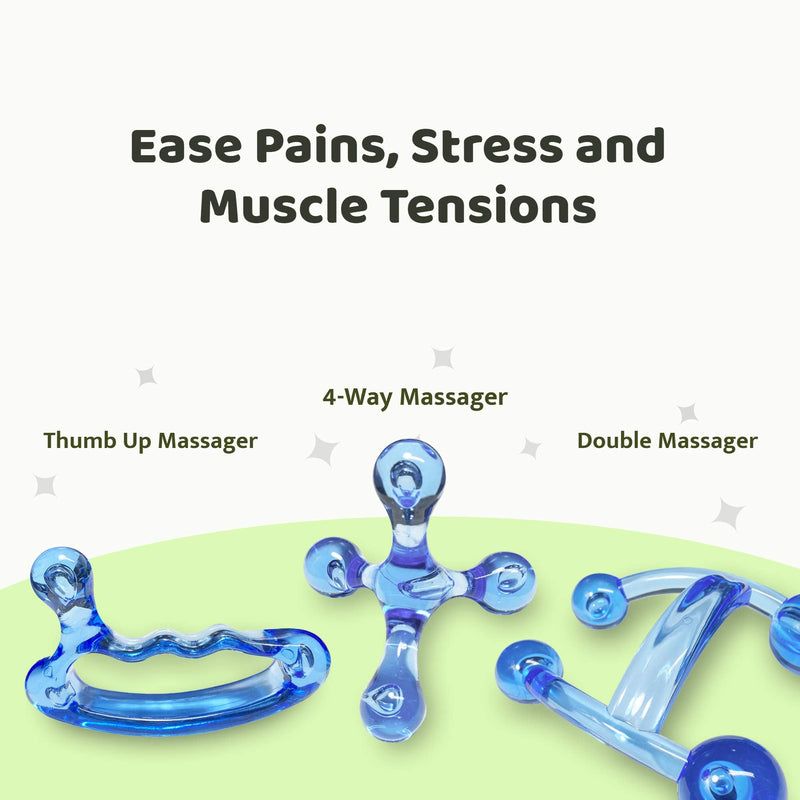 [Australia] - ResultSport Handy Portable Massager Tool Set : 4 Point, Double and Thumb Up (Full Sets). Hand, Back, Neck, Foot Massager and Trigger Point Massage, All in one Box. Massage Tools Set 