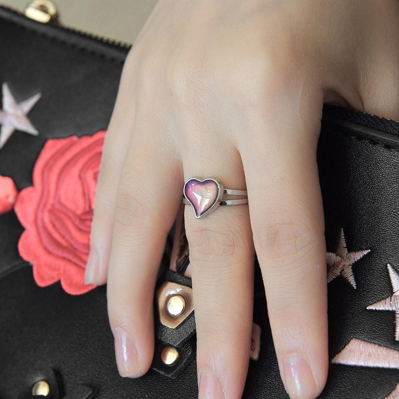 [Australia] - Acchmn Mood Ring Heart Shaped Changing Color Emotion Feeling Finger Ring 2 Pcs with Box 