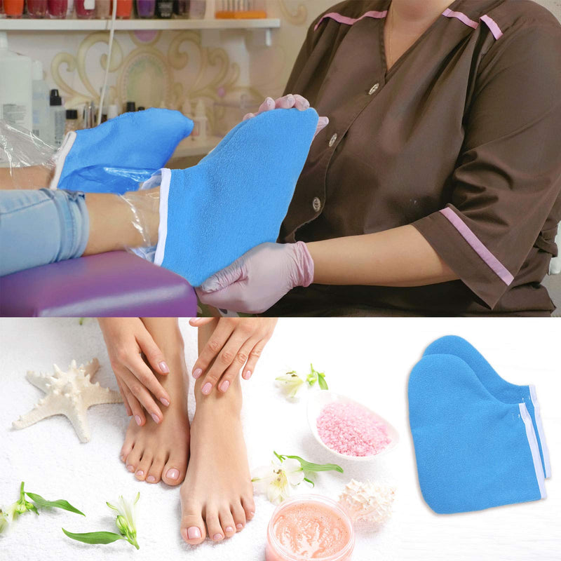 [Australia] - Paraffin Wax Mitts Paraffin Wax Gloves and Booties Wax Bath Hand Mitts Terry Cloth Mitts and Booties Paraffin Wax Foot Mitt Moisturizing Accessories for Hand Foot Care (Blue) Blue 