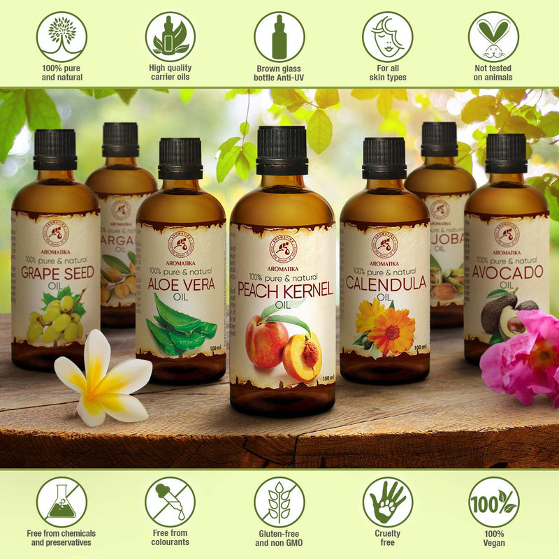 [Australia] - Peach Oil 100ml - Prunus Persica Kernel Oil - Italy - 100% Pure & Natural Oil - for Beauty - Relaxing - Massage - Wellness - Cosmetics - Good for Skin - Hair - Body - Face Care 