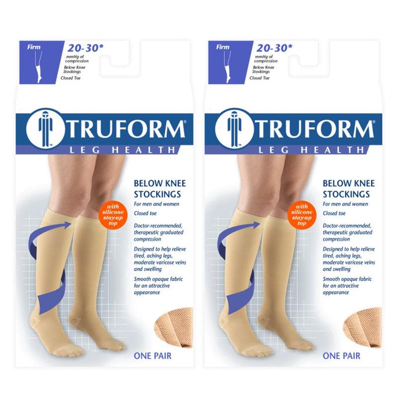 [Australia] - Truform Compression 20-30 mmHg Knee High Dot Top Stocking Beige, Medium, 2 Count 