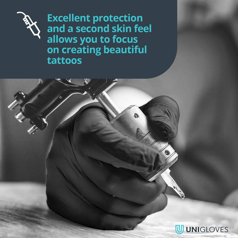 [Australia] - Unigloves Select Black Latex GT0021 Single Use Gloves - Multipurpose, Powder Free Disposable Gloves, Optimised for Tattoo/Piercing and Beauty, Box of 100 Pairs, Black XS (Pack of 100) 