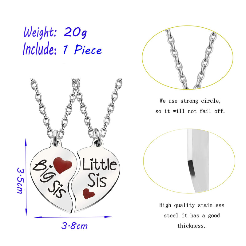[Australia] - Sister Pendant Necklaces Big Little Sister Family Gifts Jewelry Set Stainless Steel Pack Of 2pcs 