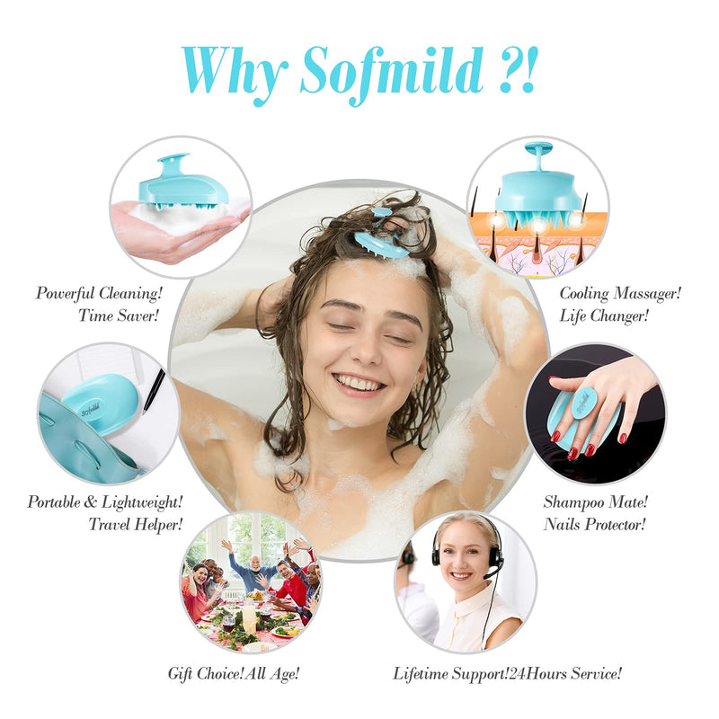 [Australia] - Scalp Massager, Soft Silicone Shampoo Brush Hair Scrub Brush for Wet and Dry Hair Head Massager to Clean Hair, Reduce Dandruff, Massage Scalp, Promote Hair Growth, Blue Light Blue 