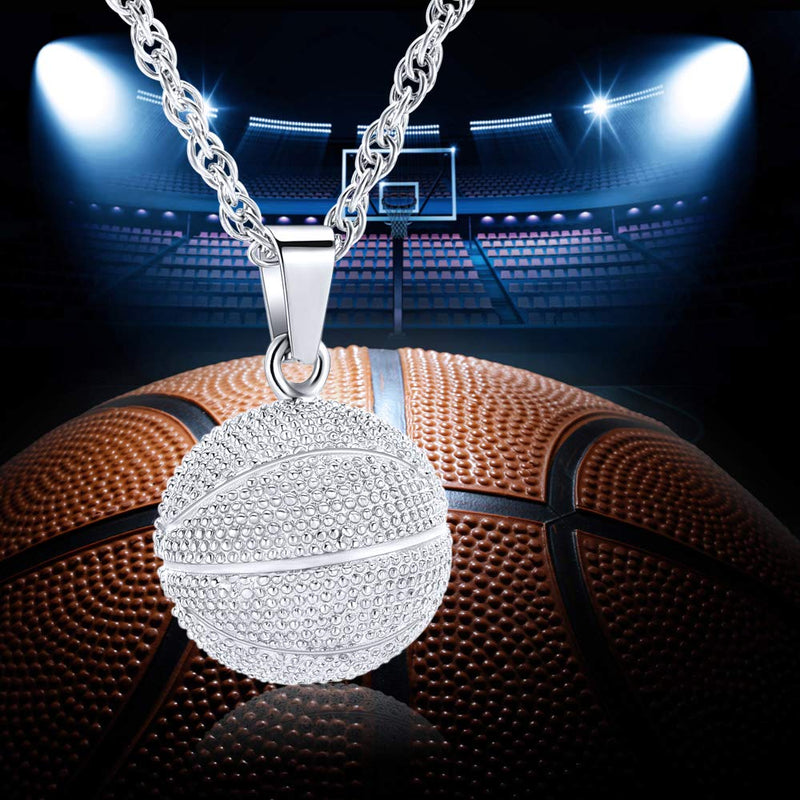 [Australia] - Basketball Cremation Jewelry Urn Necklaces for Ashes for Women Men,Cremation Urn Keepsake Memorial Pendant Jewelry for Human Pet 1-Silver 