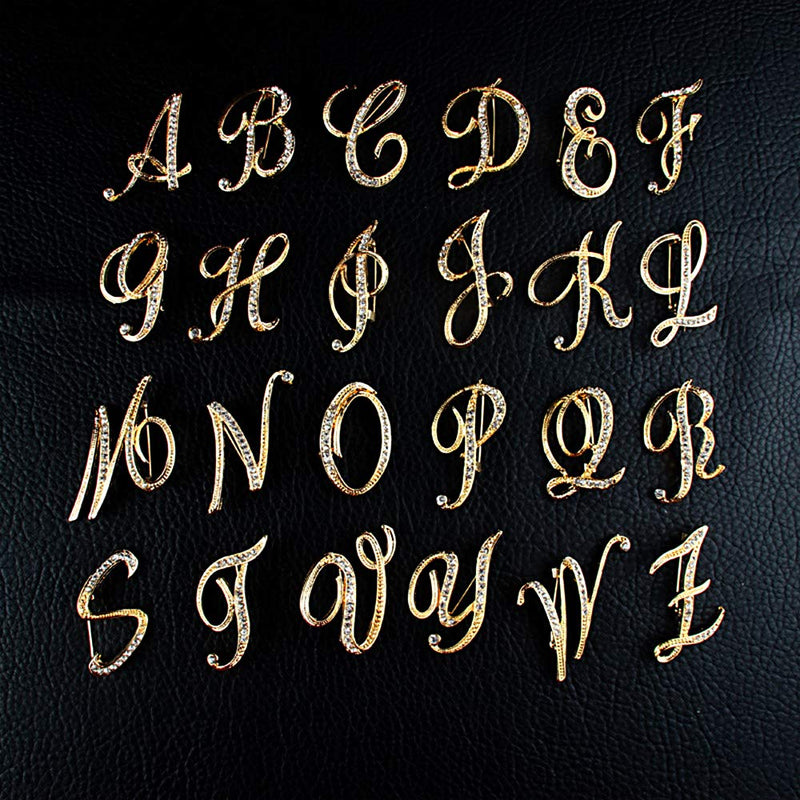 [Australia] - ETHOON Letter Brooch Pins Initial Rhinestone Brooch for Women Crafts Gold A-Z GR-A 