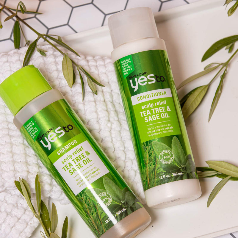 [Australia] - Yes To Naturals Tea Tree & Sage Oil Scalp Relief Conditioner for Dry & Itchy Scalp, white, Carrots, 12 Fl Oz 