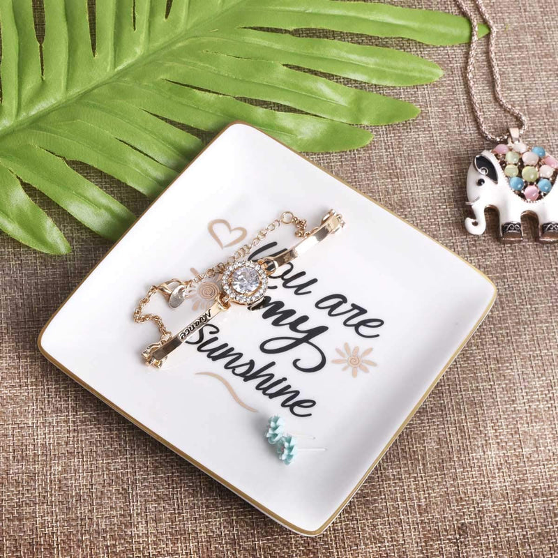 [Australia] - AUTOARK Ceramic Ring Trinket Dish - You are My Sunshine,Home Decorative Jewelry Tray,Gift for Daughter Wife Girlfriend,Perfect for Valentine's Day Birthday Thanksgiving Christmas,AJ-501 