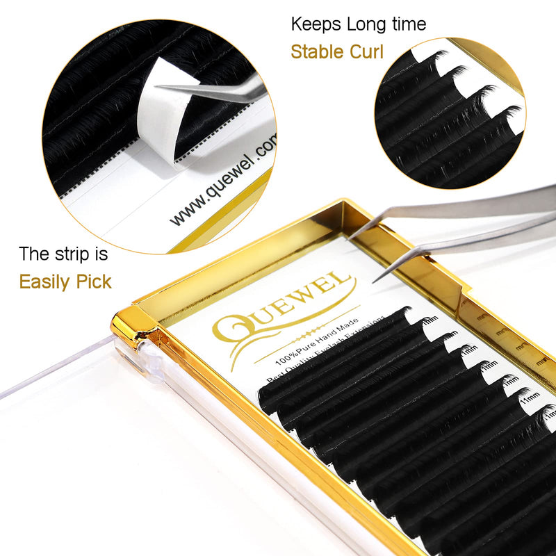 [Australia] - Easy Fan Lashes 0.03C Curl 11mm QUEWEL Easy Fan Russian Lashes 2D-20D Volume Lash Extensions Self Fanning Eyelash Extensions Easy Fan Volume Lashes Automatic Blooming (0.03C 11mm) 11 mm 0.03-C Curl 