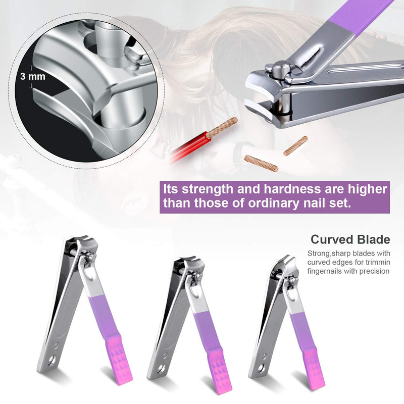 [Australia] - Manicure Set Professional Nail Clippers Kit -16Pcs Pedicure Care Tools Stainless Steel Women Grooming Kit for Travel or Home (Purple) Purple 