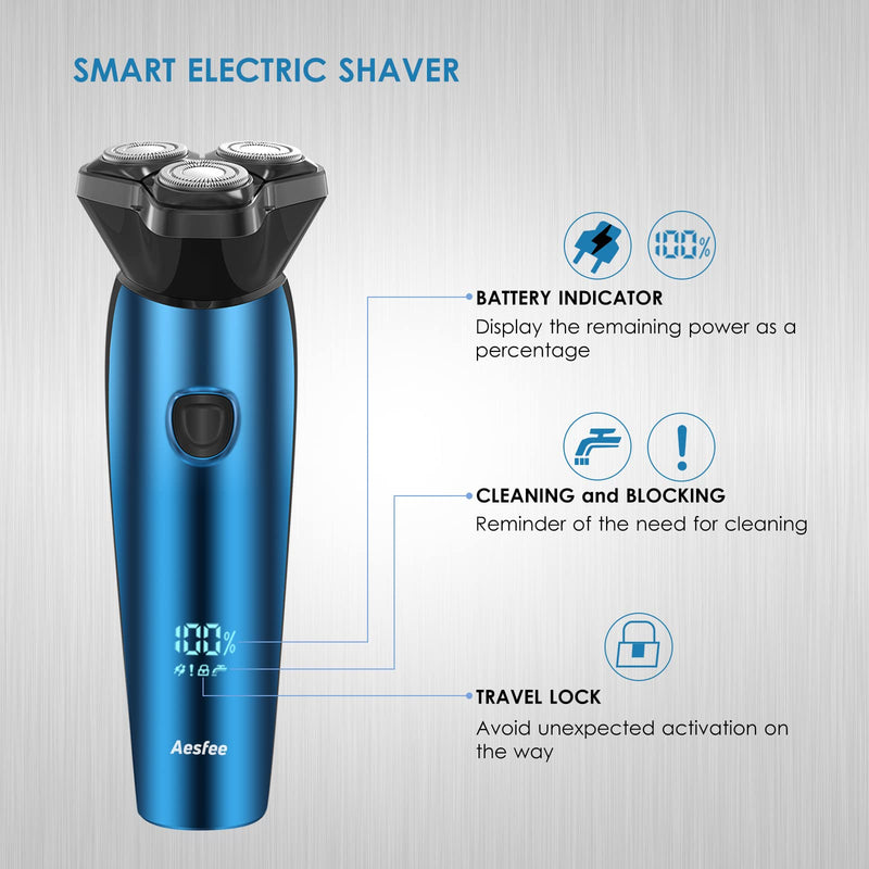 [Australia] - Electric Razor for Men, Wet & Dry Electric Shaver with Beard Trimmer, Rechargeable, Waterproof, LCD Display, Men's 3D Rotary Shavers Electric Shaving Razors Cordless 