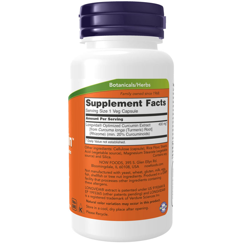 [Australia] - NOW Supplements, CurcuBrain™ 400 mg with Longvida® Optimized Curcumin, 50 Veg Capsules 