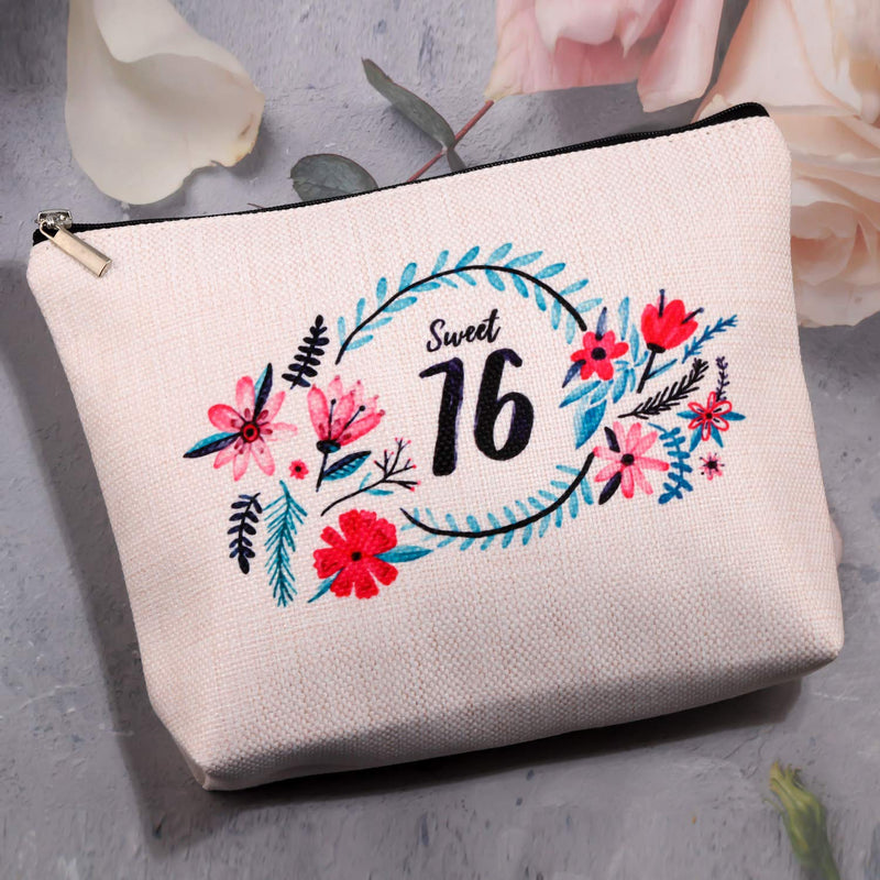 [Australia] - Sweet 16 Gifts for Girls 16th Birthday Bag 16 Year Old Girl Gifts Sweet 16 Cosmetic Bag Cute Makeup Bags Travel Case 16th Birthday Gifts Ideas You're Braver Than You Believe (Sweet 16 Bag) White 