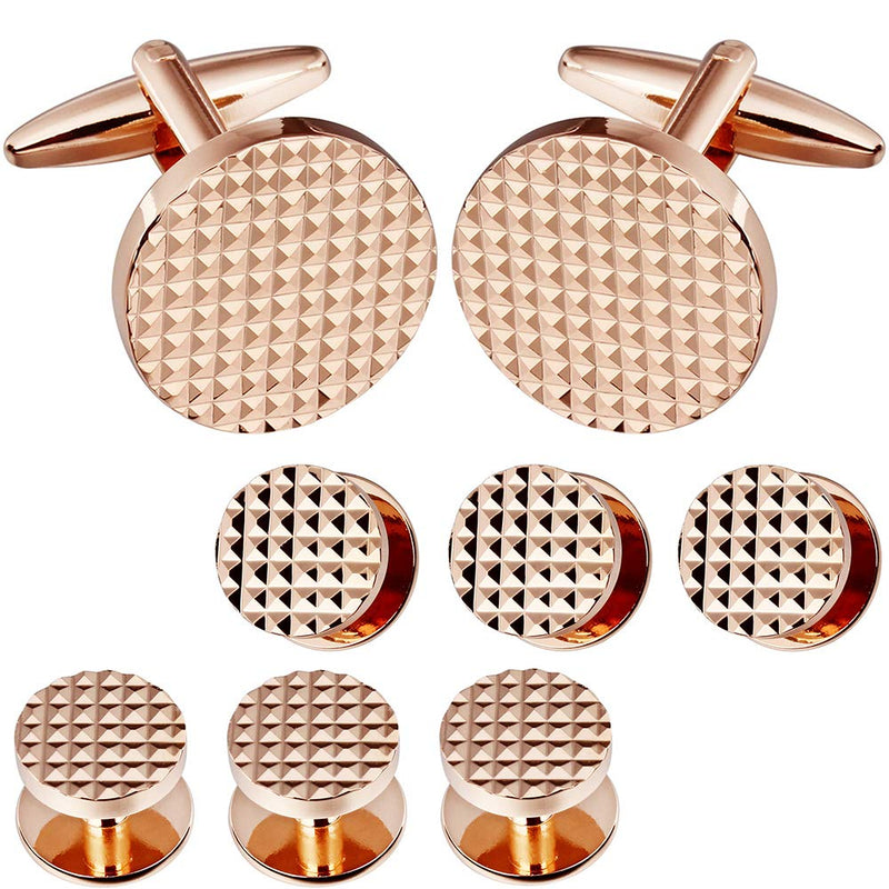 [Australia] - HAWSON Metal Cufflinks and 6 Studs Set for Men Tuxedo Shirt - Business Wedding Accessories Rose Gold 