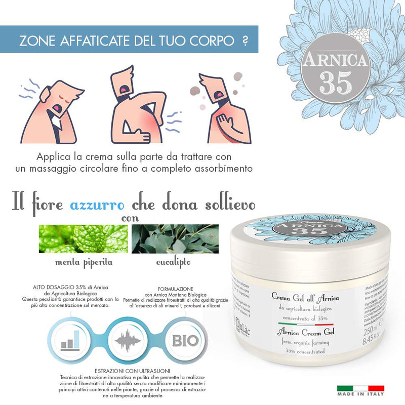 [Australia] - Dul�c Arnica Gel Cream Extra Strong 250ml Great for Muscle and Joint Massage, Even After Sports, Made in Italy with 35% Organic Arnica Montana, Cooling Effect 