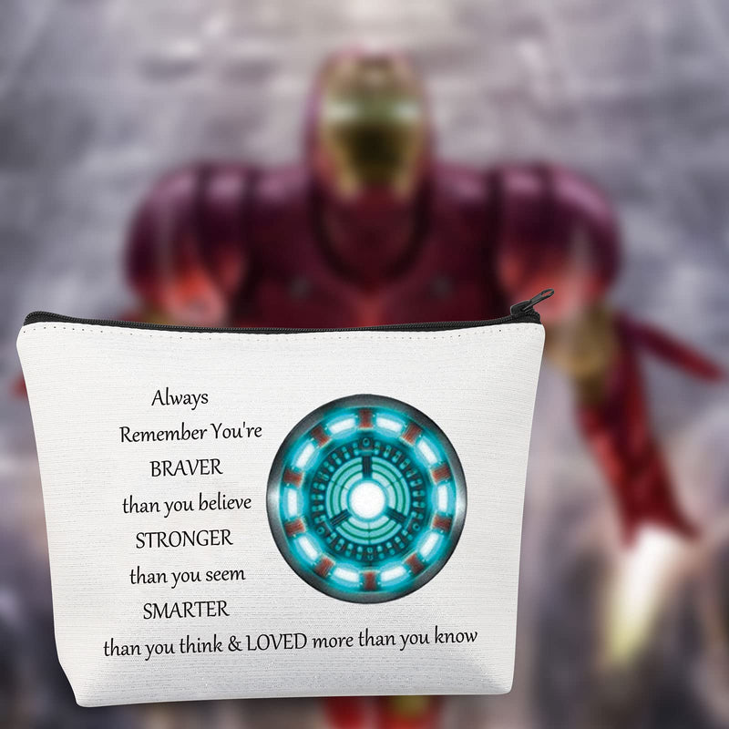 [Australia] - LEVLO Iron Man Cosmetic Make Up Bag Iron Man Fans Inspired Gift You Are Braver Stronger Smarter Than You Think Makeup Zipper Pouch Bag For Avengers Fans, Iron Bag, 