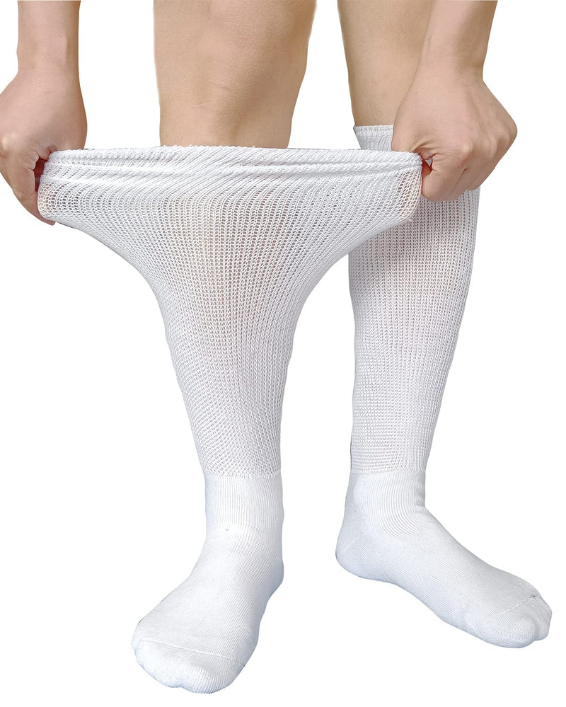 [Australia] - VEIGIKE Diabetic Edema Socks, Extra Wide Lymphedema Socks Walking boot sock, Bariatric Cast Sock for Men Women, 2 Pairs(white), One Size 