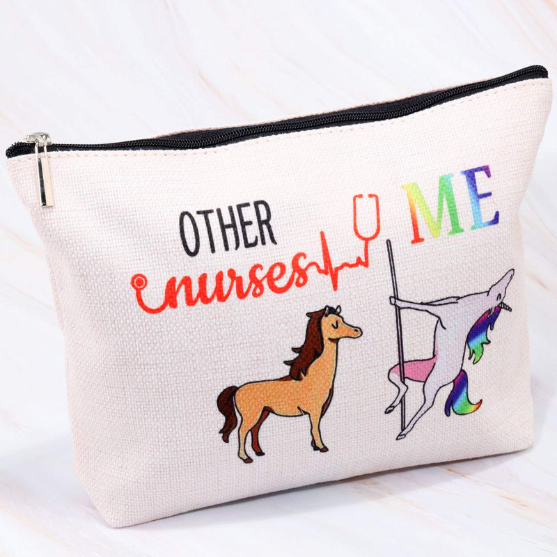 [Australia] - Nurse Cosmetic Bag Funny Nurse Gifts Nurse Makeup Pouch Nursing Student Gifts for Women Nurse Toiletry Bag (Nurse Bag) White 