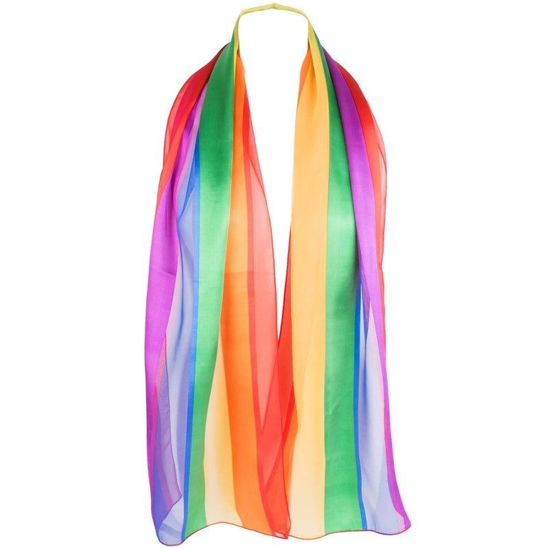 [Australia] - HatToSocks Chiffon Satin Scarf with Rainbow Stripes 