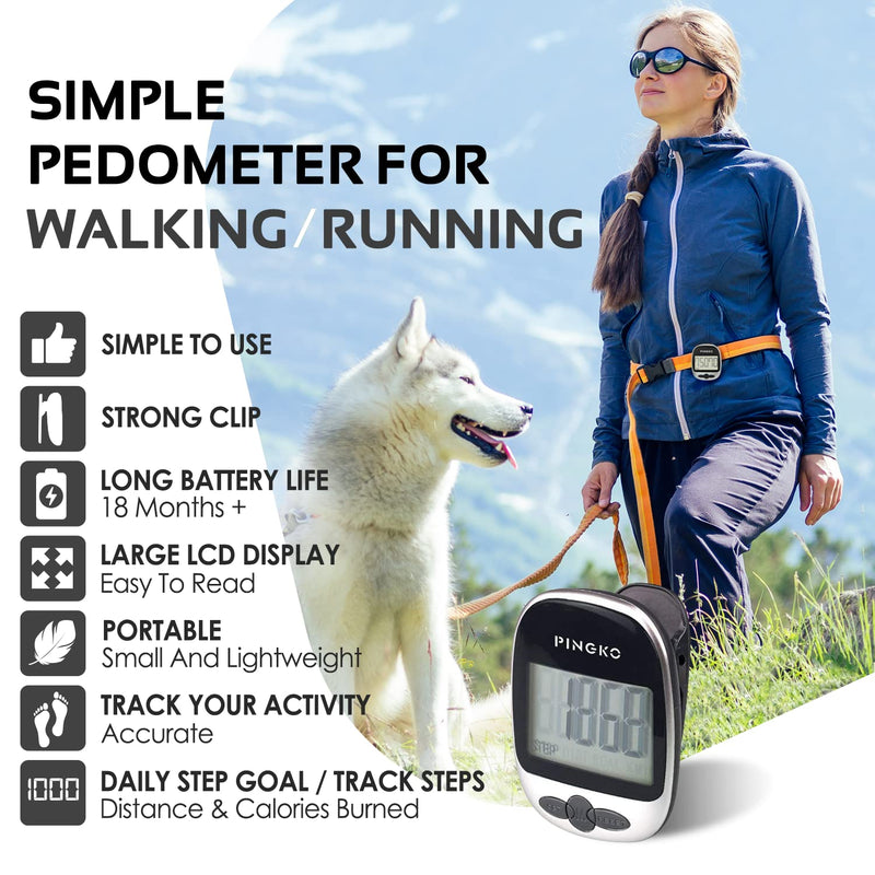[Australia] - PINGKO Track Steps Multi-Function Portable Sport Pedometers Step/Distance/Calories Counter Fitness Tracker - Black 