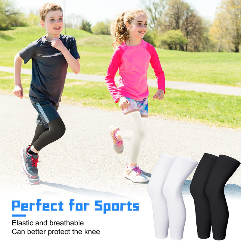 [Australia] - 4 Pieces Kids Long Compression Leg Sleeve UV Protection Full Length for Boy Youth Girl Sports Cycling Basketball (Size M) Size M 