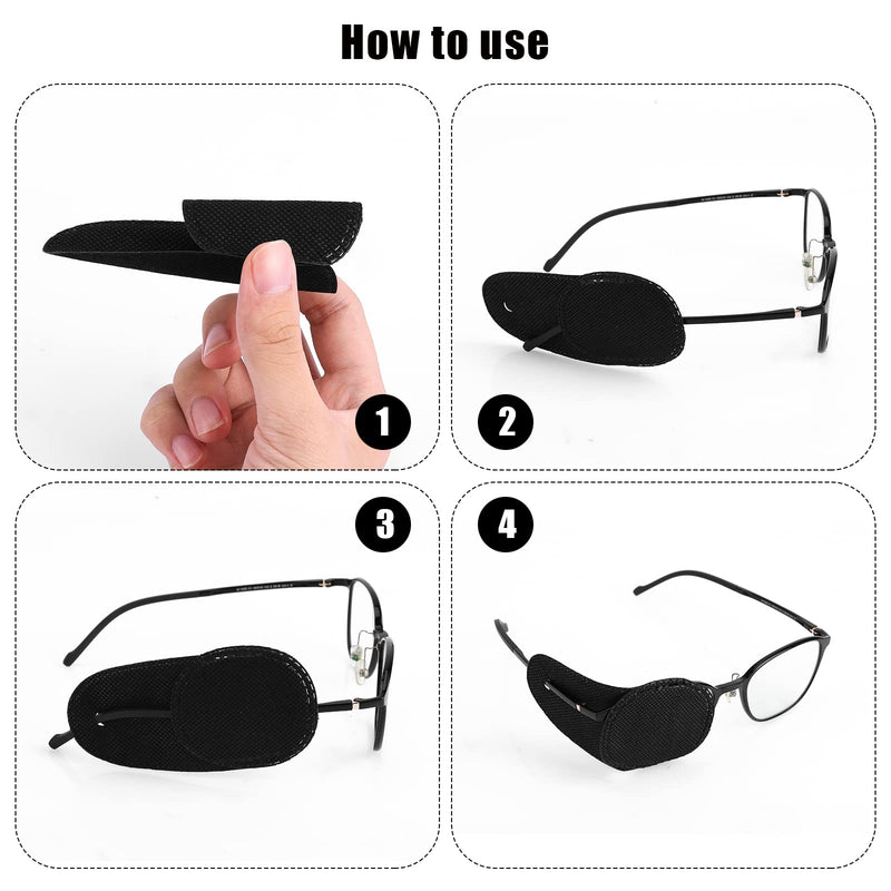 [Australia] - 6pcs Eye Patches for Glasses, Reusable Non-Woven Fabric Black Eye Patches to Cover Left Right Eye Improve Vision for Kids' & Adults' Lazy Eye Amblyopia Strabismus (Medium) 